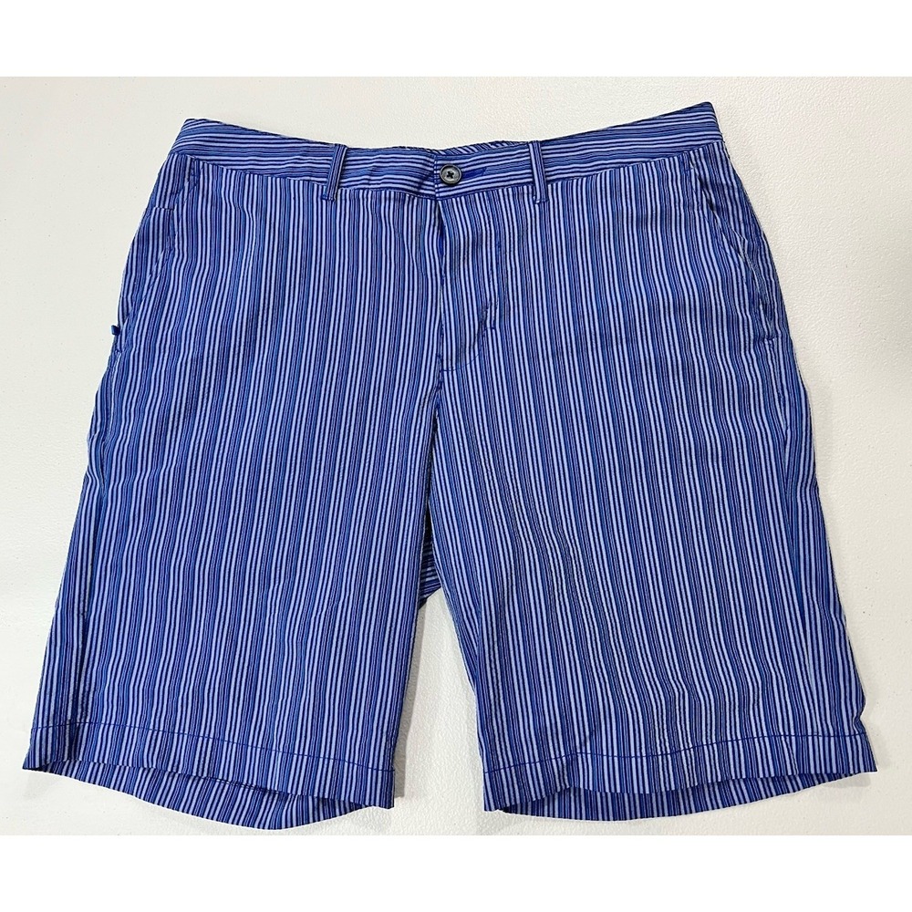 Tommy Bahama Shorts Mens Size 34 Blue Nylon Stretch Casual Flat Front Chino